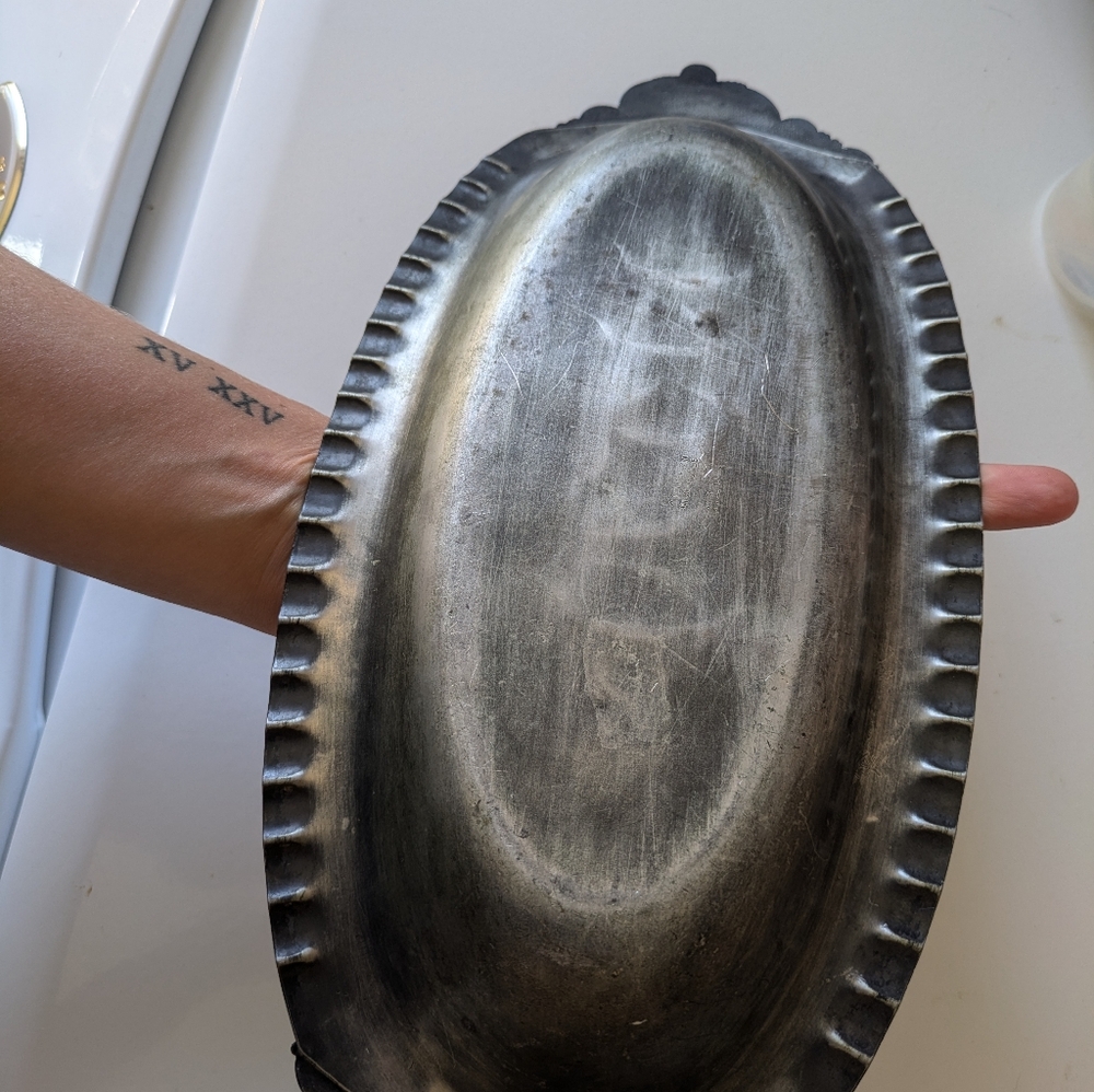 Ornate antique silver platter - Picture 6 of 6